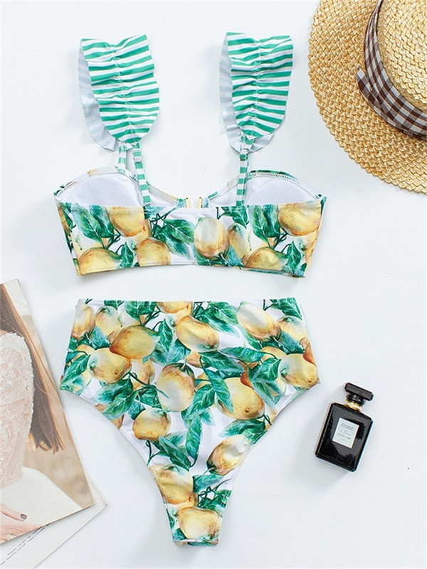 Zrtak Bikini cu talie înaltă, cu volane