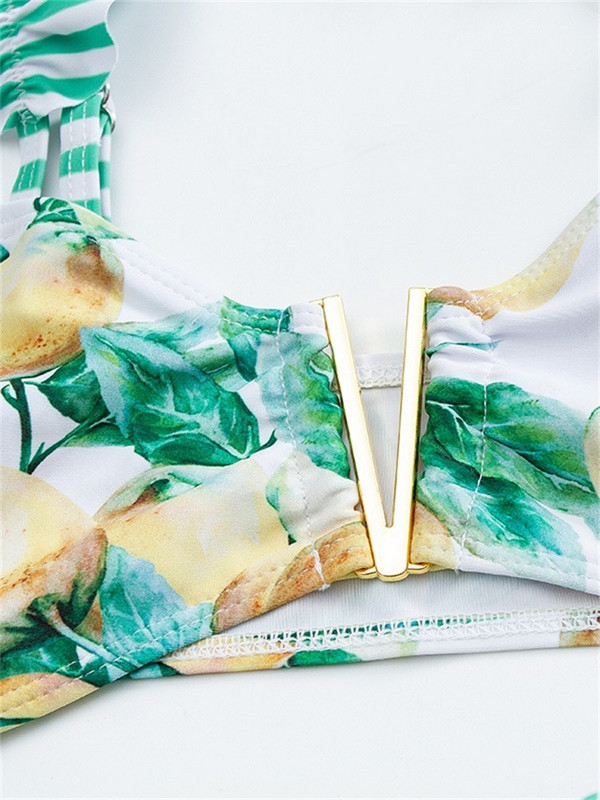 Zrtak Bikini cu talie înaltă, cu volane