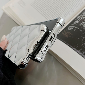Луксозно покритие Bright Silver 3D Rhombus Lattice Case за Samsung Galaxy S22 Ultra S22+ S21+ S21 Ultra Camera Защитно покритие