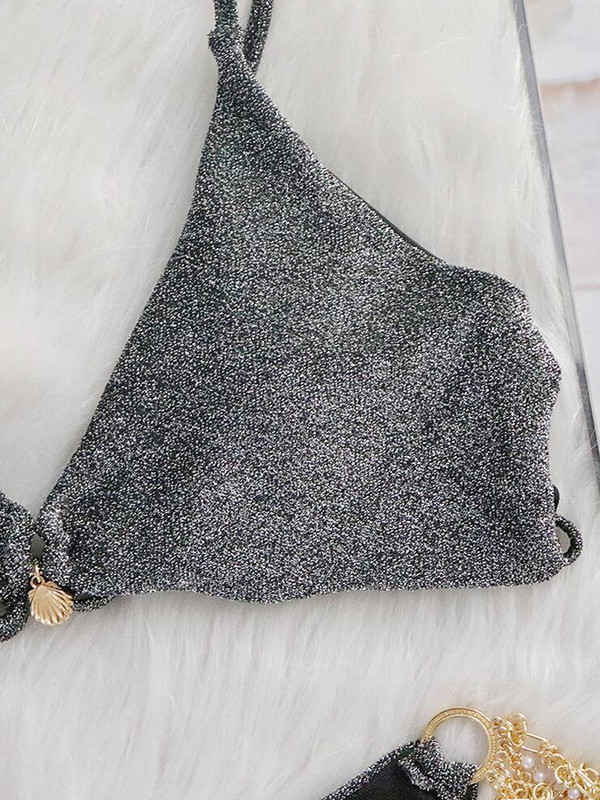 ZRTAK Luxury Bikinis Shiny Swimsuit 2023 Γυναικεία μαγιό δύο τεμαχίων μπικίνι σετ Micro Thong Bandage Beachwear Solid Sexy Biquinis