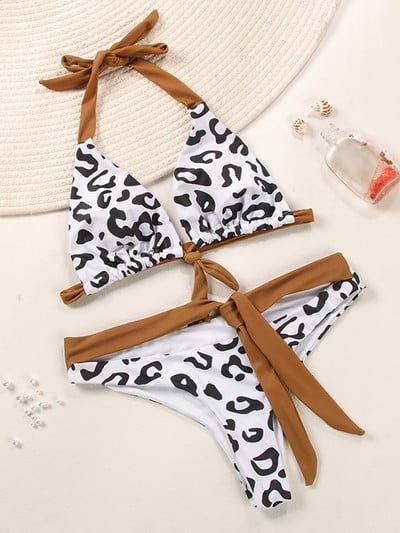 ZRTAK 2022 Bikiniji Crveni rebrasti kupaći kostimi Ženski kupaći kostim Biquini patchwork print s volanima Ženski kupaći kostim Seksi bikini set s povezima