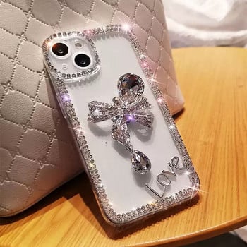 Калъф за телефон Bling Diamond Love Bow за iphone 14 X XR XS 11 13 Pro Max 12 Pro 7Plus 8Plus 5 se 6 s 7 8 Plus SE 2020 + капак