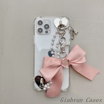 3D Bow Pearl Bracelet Chain μαλακή θήκη τηλεφώνου για iphone 14 13 12 Pro Max 11 6 6S 7 8 Plus X XR XS Max SE Για Samsung S22 Ultra