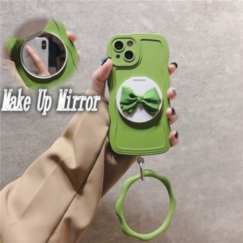 Wave Silicone Mirror Holder Heart Bocelet Strap Θήκη τηλεφώνου για Samsung S20 S21 FE S22 Plus Pro Ultra + Κάλυμμα