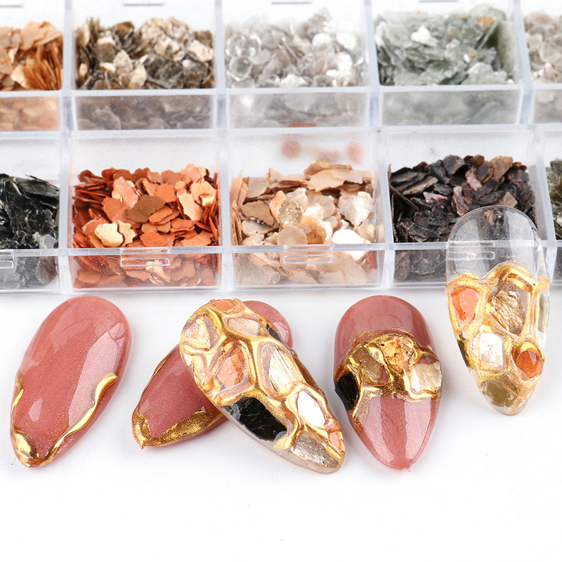 1 cutie Decoratiuni pentru arta unghiilor Scoici de abalone neregulate Felii de scoici de mare Fulgi de unghii 3D Paillette Manichiura Paiete Accesorii TRYM-1