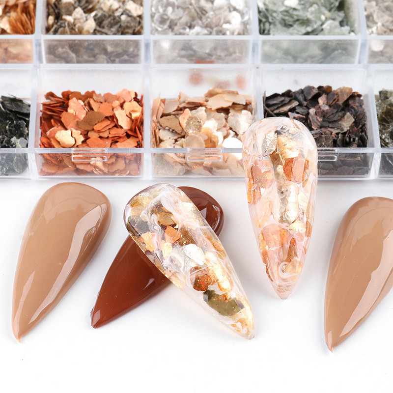 1 cutie Decoratiuni pentru arta unghiilor Scoici de abalone neregulate Felii de scoici de mare Fulgi de unghii 3D Paillette Manichiura Paiete Accesorii TRYM-1