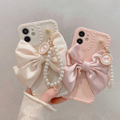 Калъф за телефон за iphone 13 Cover Pearl Bracelet Bow за iPhone 12 11 13 Pro Max Mini X XR XS Max 6 S 7 8 Plus + мек калъф за телефон