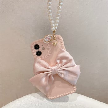 Калъф за телефон за iphone 13 Cover Pearl Bracelet Bow за iPhone 12 11 13 Pro Max Mini X XR XS Max 6 S 7 8 Plus + мек калъф за телефон