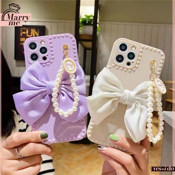 Калъф за телефон за iphone 13 Cover Pearl Bracelet Bow за iPhone 12 11 13 Pro Max Mini X XR XS Max 6 S 7 8 Plus + мек калъф за телефон