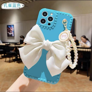 Калъф за телефон за iphone 13 Cover Pearl Bracelet Bow за iPhone 12 11 13 Pro Max Mini X XR XS Max 6 S 7 8 Plus + мек калъф за телефон