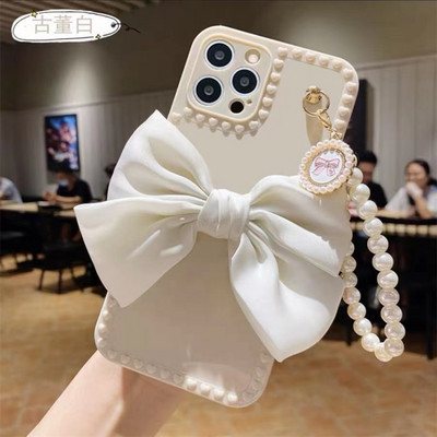 Калъф за телефон за iphone 13 Cover Pearl Bracelet Bow за iPhone 12 11 13 Pro Max Mini X XR XS Max 6 S 7 8 Plus + мек калъф за телефон