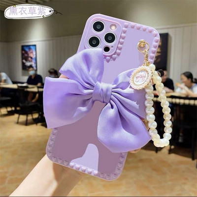 Калъф за телефон за iphone 13 Cover Pearl Bracelet Bow за iPhone 12 11 13 Pro Max Mini X XR XS Max 6 S 7 8 Plus + мек калъф за телефон