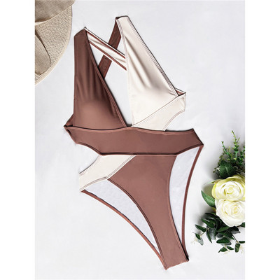 Splicing Deep V Neck Cross Back egyrészes fürdőruha Női fürdőruha Női Monokini Scrunch Butt fürdőruha Swim V3787
