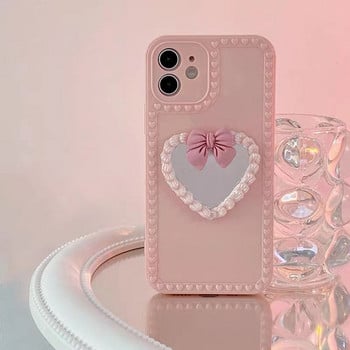 Για iphone 13 Κάλυμμα 3D Bow Mirror Holder Θήκη τηλεφώνου Για iPhone 12 11 13 Pro Max Mini X XR XS Max 6 S 7 8 Plus + Μαλακή θήκη τηλεφώνου