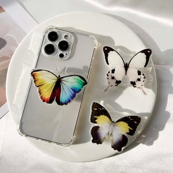 Bionic Butterfly Phone Holder 3D Effect socket Folding Grip Tok Прозрачна дръжка за насекоми Стойка за телефон