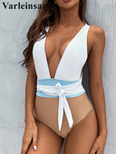 Tekerje körbe Splicing Deep V nyakú egyrészes fürdőruha női fürdőruha Monokini párnázott fürdőruha Swim Lady V3472