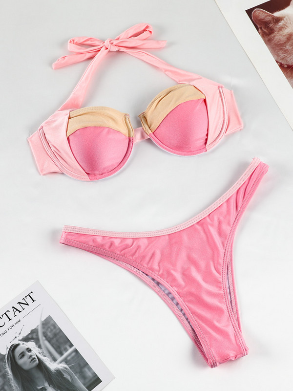 Zrtak Dvodijelni bikini kompleti Ženski kupaći kostim Seksi bikini s halterima Visoki kupaći kostim Ženski bikini Cover Up Kupaći kostim za plažu