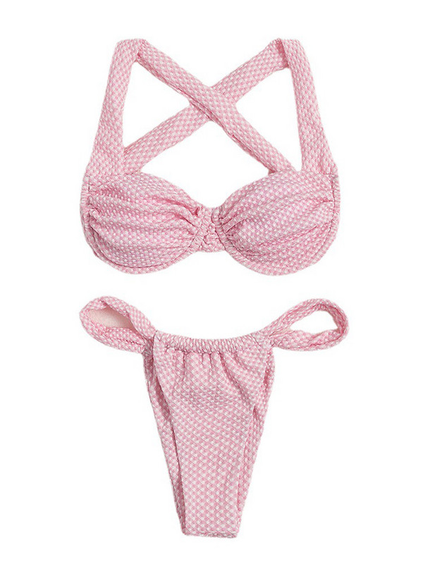 ZRTAK kockás bikinik Push Up fürdőruha 2023 Női fürdőruha Szexi bikini szettek Tanga bikini női strandruha