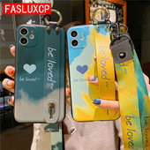 Θήκη θήκης τηλεφώνου Neck Lanyard Gradient Wrist Strap για iPhone 12 13 Pro Max 14 Plus SE 2 X XR XS 7 8 Plus 11 Love Fashion Cover