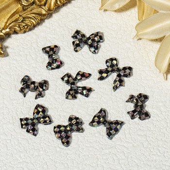 10 бр. Черно-бял лък Смола Декорации за нокти 3D Bowknot Nail Charm Ornament Бижута Направи си сам маникюр Дизайн Класически аксесоари