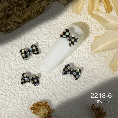 10db Fekete-fehér masnigyanta körömdíszítések 3D Bowknot körömbűbáj díszékszer DIY manikűr design klasszikus kiegészítők