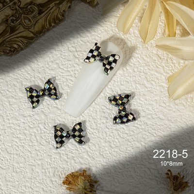 10db Fekete-fehér masnigyanta körömdíszítések 3D Bowknot körömbűbáj díszékszer DIY manikűr design klasszikus kiegészítők