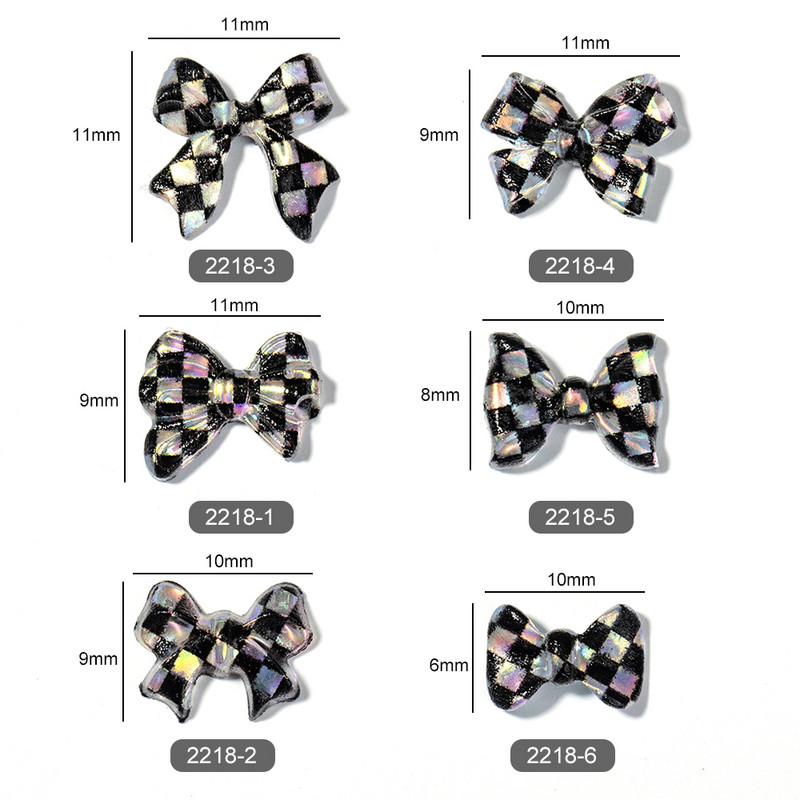 10db Fekete-fehér masnigyanta körömdíszítések 3D Bowknot körömbűbáj díszékszer DIY manikűr design klasszikus kiegészítők