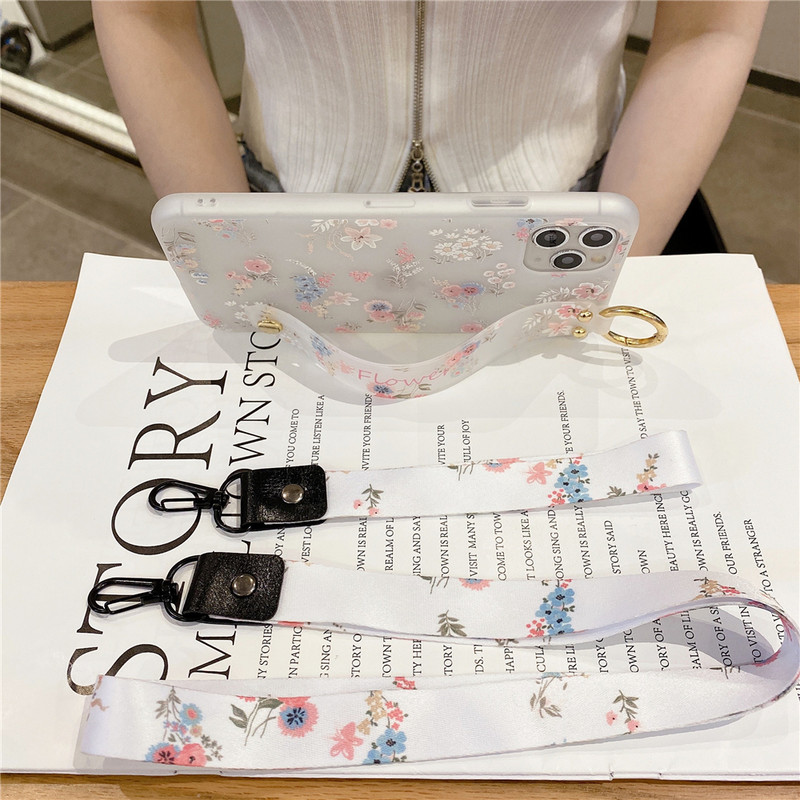 Θήκη 3D λουλουδιών για iPhone 14 11 12 13 Pro Max X XR XS Max 7 8 Plus SE 2020 Κάλυμμα τηλεφώνου από μαλακή σιλικόνη με κορδόνι καρπού