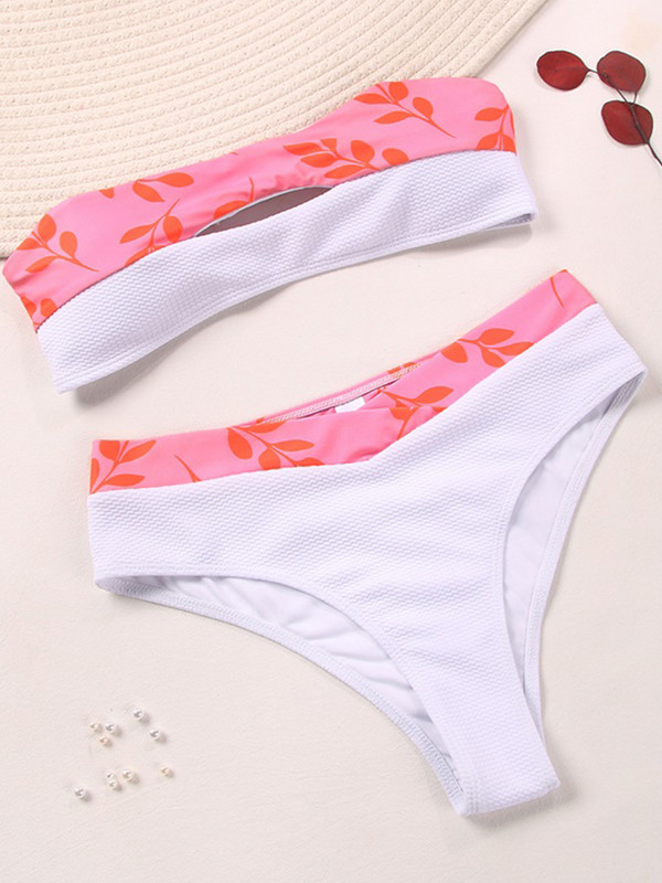 Zrtak bikini visokog struka 2022 Ženski kupaći kostimi Bandeau bikini set s printom listova i biljaka Modni dvodijelni kompleti Seksi kupaći kostim