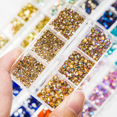 HNUIX 1Box Mix Sizes ss6-ss20 Стъкло без гореща фиксация Страз с плосък гръб Кристални камъни Страс Блестящ диамант за нокти за облекло Направи си сам