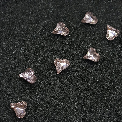 Nagų dailė Kalnų krištolas smailia apačia kreiva širdis klasikinis krištolinio stiklo modeliavimas 8 mm 3D nagų puošimas „pasidaryk pats“