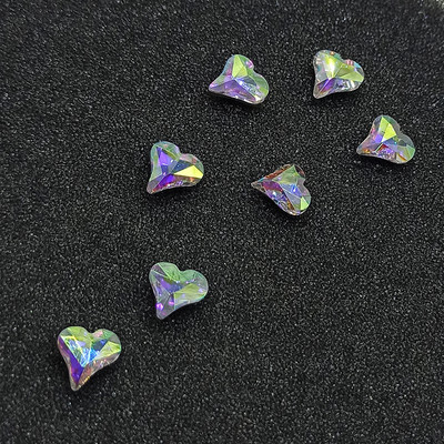 Nagų dailė Kalnų krištolas smailia apačia kreiva širdis klasikinis krištolinio stiklo modeliavimas 8 mm 3D nagų puošimas „pasidaryk pats“