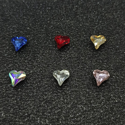 Nagų dailė Kalnų krištolas smailia apačia kreiva širdis klasikinis krištolinio stiklo modeliavimas 8 mm 3D nagų puošimas „pasidaryk pats“