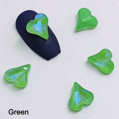 Nagų dailė Kalnų krištolas smailia apačia kreiva širdis klasikinis krištolinio stiklo modeliavimas 8 mm 3D nagų puošimas „pasidaryk pats“