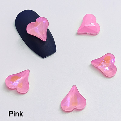 Nagų dailė Kalnų krištolas smailia apačia kreiva širdis klasikinis krištolinio stiklo modeliavimas 8 mm 3D nagų puošimas „pasidaryk pats“