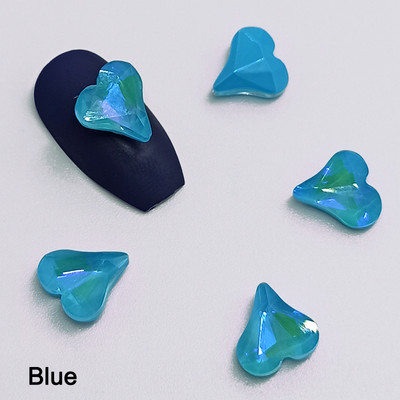 Nagų dailė Kalnų krištolas smailia apačia kreiva širdis klasikinis krištolinio stiklo modeliavimas 8 mm 3D nagų puošimas „pasidaryk pats“