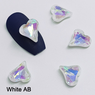 Nagų dailė Kalnų krištolas smailia apačia kreiva širdis klasikinis krištolinio stiklo modeliavimas 8 mm 3D nagų puošimas „pasidaryk pats“