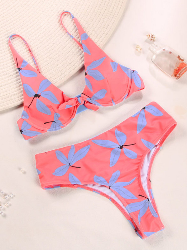 Zrtak Bikini visokog struka 2022. Push Up kupaći kostim s užetom Ženski kupaći kostimi S cvjetnim printom Bikini set s leptir mašnom Biquini Odjeća za plažu