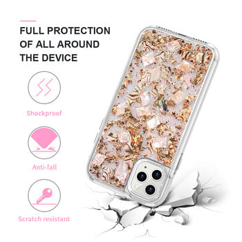 Θήκες τηλεφώνου INS Gold Foil Glitter Flakes για iPhone 14 13 12 11 Pro XS Max SE XR 7 8 Plus Bling Shells Αντικραδασμικό κάλυμμα Armor