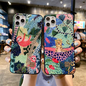 Шикозен сладък анимационен аниме Ленивец Леопард Силиконов калъф за iPhone 14 13 12 11 Pro Xs Max Mini SE X XR 7 8 Plus Glitter Gold Cover