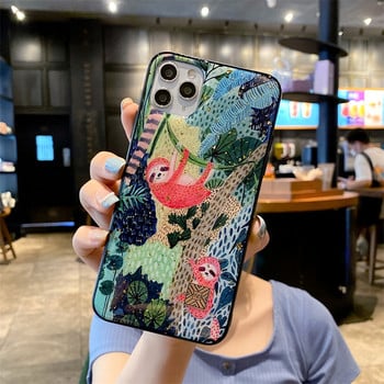 Chic Cute Cartoon Anime Sloth Leopard θήκη σιλικόνης για iPhone 14 13 12 11 Pro Xs Max Mini SE X XR 7 8 Plus Gold Cover Glitter