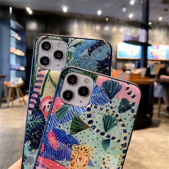 Chic Cute Cartoon Anime Sloth Leopard θήκη σιλικόνης για iPhone 14 13 12 11 Pro Xs Max Mini SE X XR 7 8 Plus Gold Cover Glitter