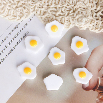 Kawaii Poached Egg Nail Art Charms 50 τμχ Μίνι τηγανητό αυγό Πρωινό άκρα δακτύλων Ανταλλακτικά Ιαπωνική ρητίνη Candy Food Διακόσμηση μανικιούρ