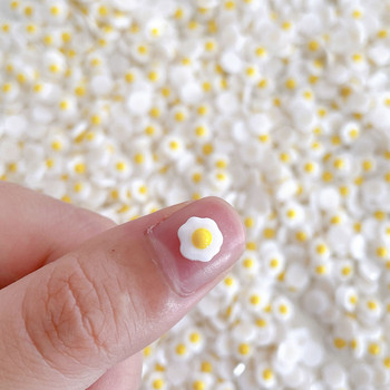 Kawaii Poached Egg Nail Art Charms 50 τμχ Μίνι τηγανητό αυγό Πρωινό άκρα δακτύλων Ανταλλακτικά Ιαπωνική ρητίνη Candy Food Διακόσμηση μανικιούρ