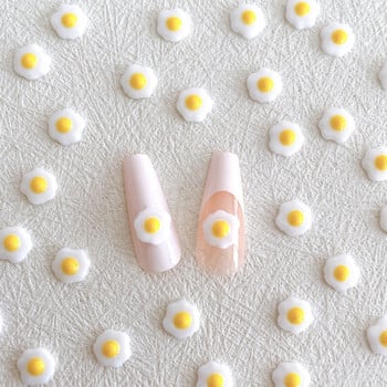 Kawaii Poached Egg Nail Art Charms 50 τμχ Μίνι τηγανητό αυγό Πρωινό άκρα δακτύλων Ανταλλακτικά Ιαπωνική ρητίνη Candy Food Διακόσμηση μανικιούρ