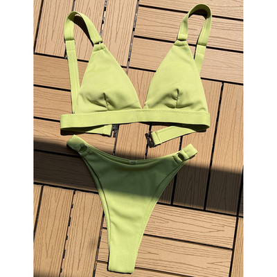 Novi seksi visoki rebrasti bikini ženski kupaći kostim Ženski kupaći kostim Dvodijelni bikini komplet podstavljeni kupaći kostim za plivanje V3255P