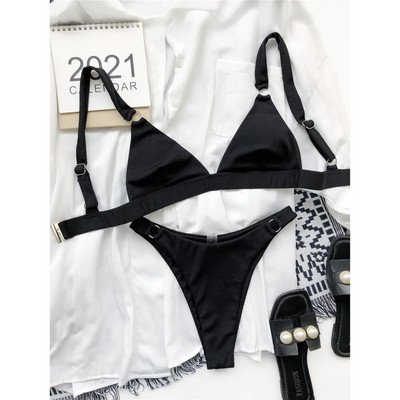 Novi seksi visoki rebrasti bikini ženski kupaći kostim Ženski kupaći kostim Dvodijelni bikini komplet podstavljeni kupaći kostim za plivanje V3255P