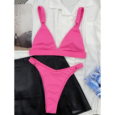 Novi seksi visoki rebrasti bikini ženski kupaći kostim Ženski kupaći kostim Dvodijelni bikini komplet podstavljeni kupaći kostim za plivanje V3255P