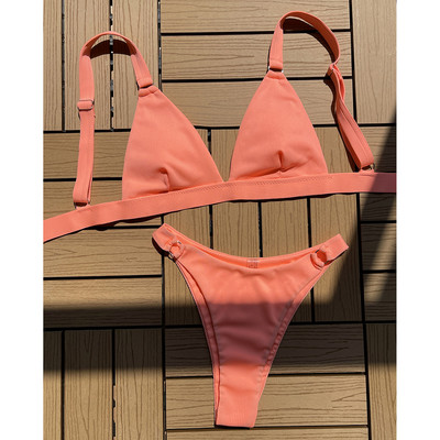 Novi seksi visoki rebrasti bikini ženski kupaći kostim Ženski kupaći kostim Dvodijelni bikini komplet podstavljeni kupaći kostim za plivanje V3255P