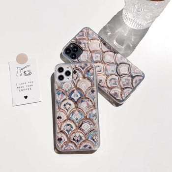 Scaly Vintage Floral Liquid Phone Case за Iphone 11 12 13 14 Pro Max Case Gold Quicksand Tpu Case за Iphone Xr Xs Max 7 Plus